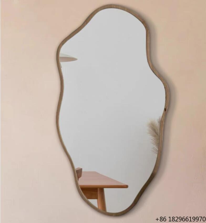 Home Bathroom Mirror - Specchio da parete in legno asimmetrico