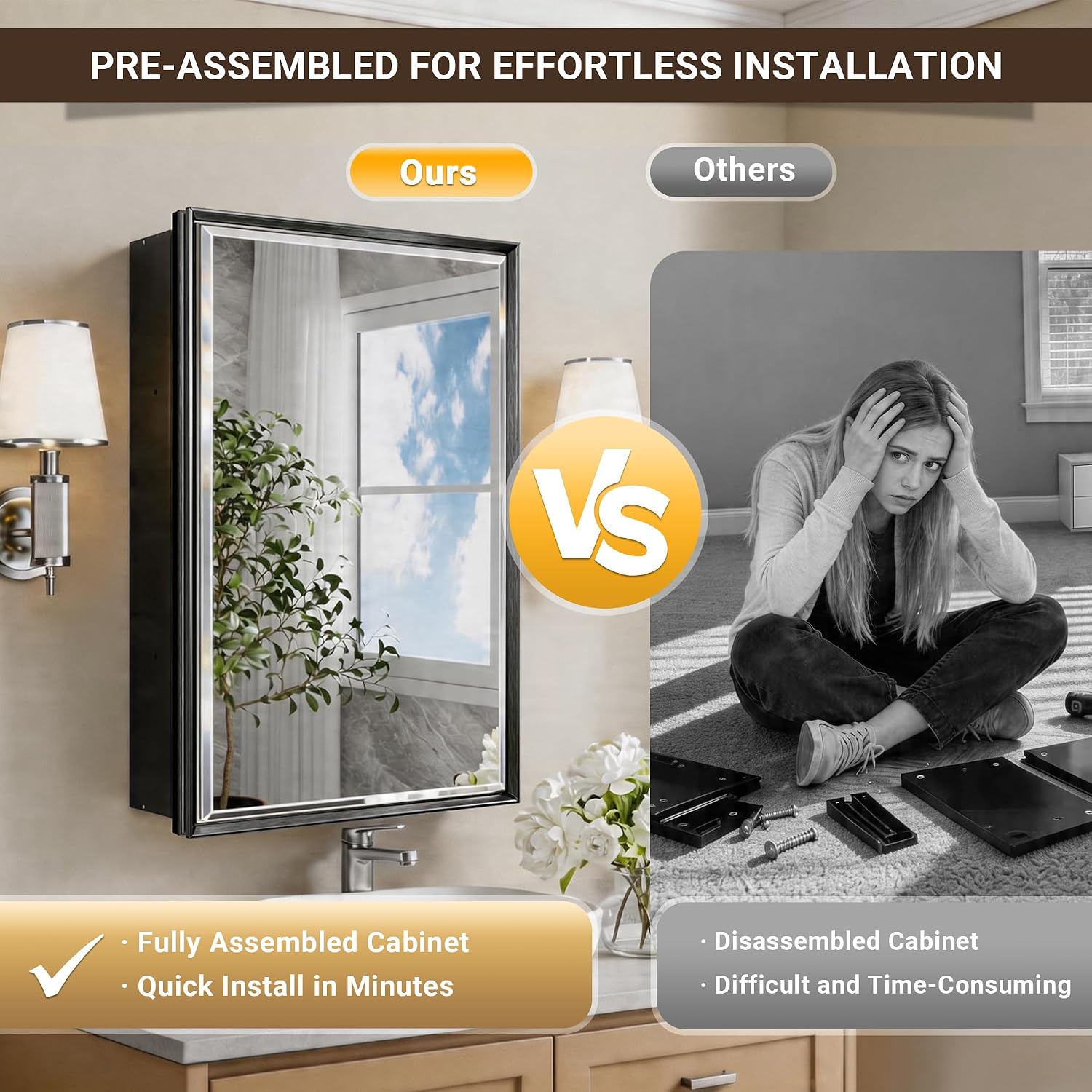 Mobiletto da bagno nero con sp - Bathroom Cabinet Mirror recensione e prezzo